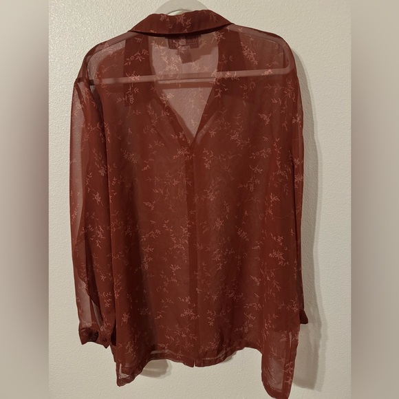 Maggie Sheer Rust Blouse 2X - Picture 2 of 5
